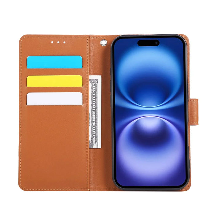 For iPhone 17 Case Rose Flower PU Leather Wallet Phone Cover with 3 Card Slots / Wrist Strap - Brown - 4