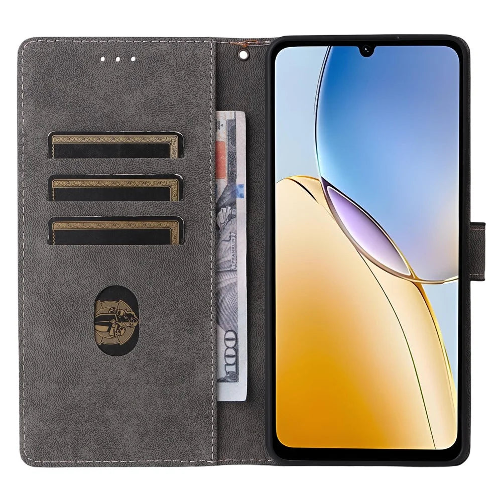 For ZTE Blade A56 Case Wallet RFID Blocking PU Leather Phone Cover Stand with Strap - Black - 2