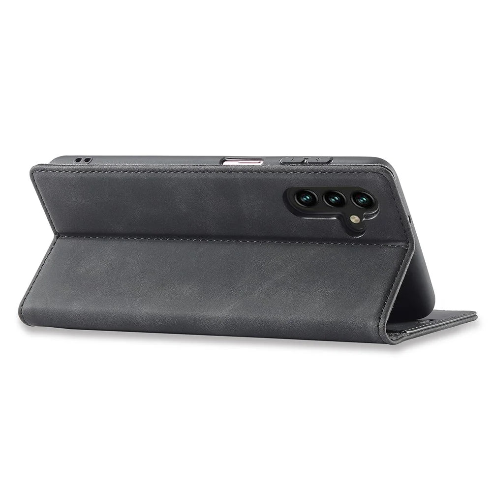 LC.IMEEKE For Samsung Galaxy A17 5G / A17 4G Case Wallet Microfiber Leather Phone Cover - Black - 2