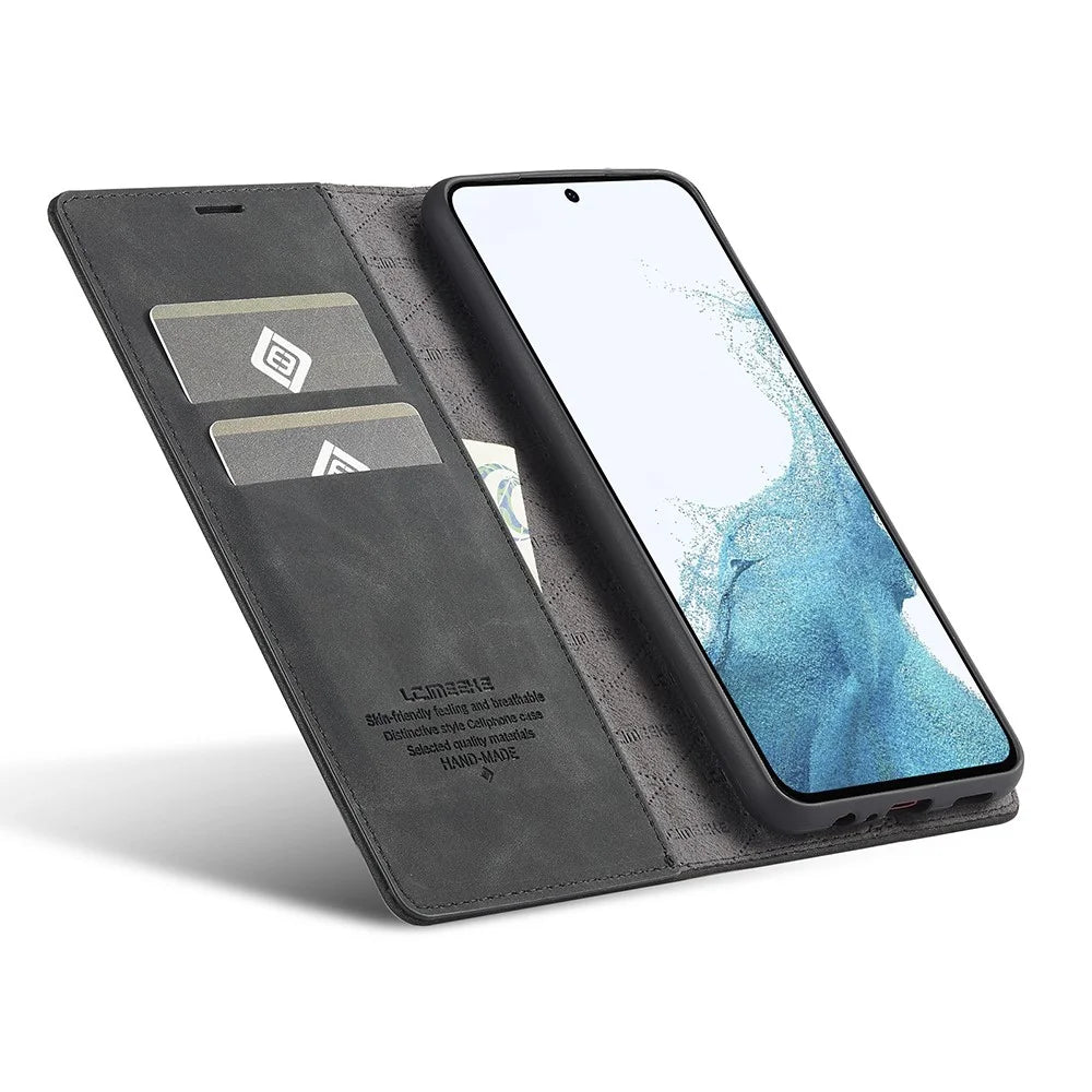 LC.IMEEKE For Samsung Galaxy A17 5G / A17 4G Case Wallet Microfiber Leather Phone Cover - Black - 4