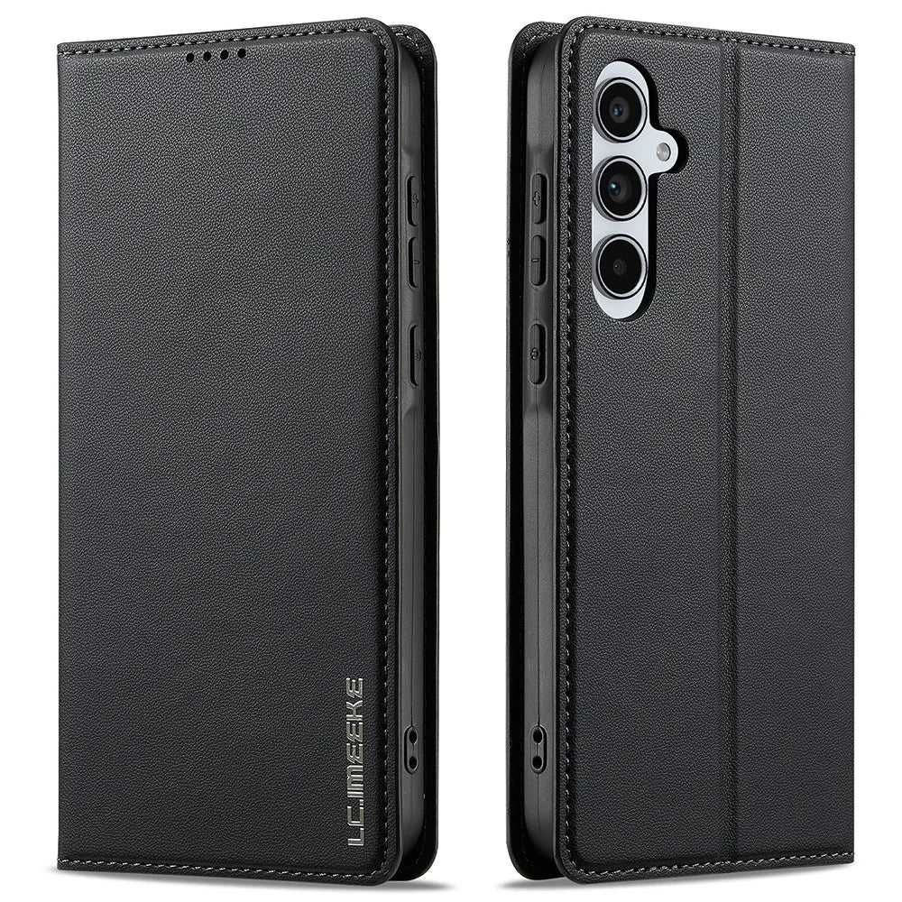 LC.IMEEKE L1 Series for Samsung Galaxy A17 5G / A17 4G Case PU Leather Wallet Stand Protective Phone Cover - Black - 1