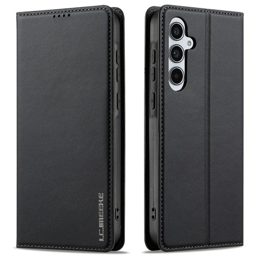 LC.IMEEKE L1 Series for Samsung Galaxy A17 5G / A17 4G Case PU Leather Wallet Stand Protective Phone Cover - Black - 1