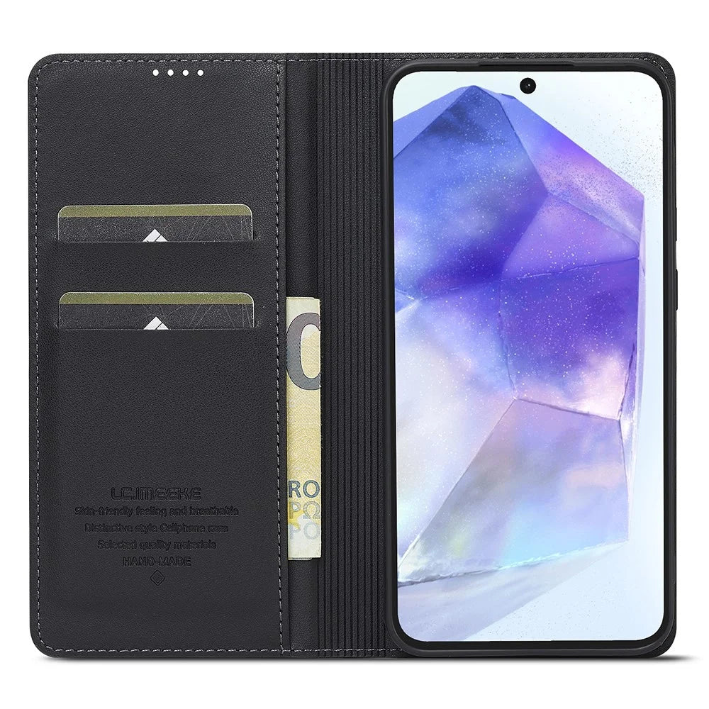 LC.IMEEKE L1 Series for Samsung Galaxy A17 5G / A17 4G Case PU Leather Wallet Stand Protective Phone Cover - Black - 3