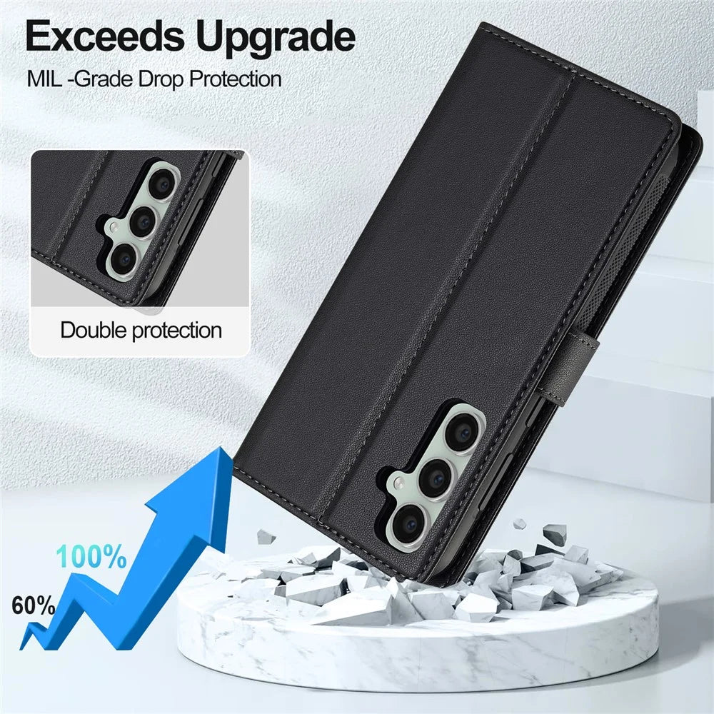 LC.IMEEKE L2 Series for Samsung Galaxy A17 5G / A17 4G Case PU Leather Wallet Detachable Magnetic Phone Cover - Black - 7