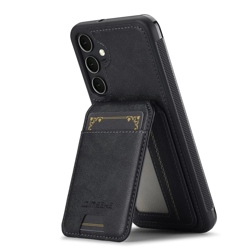 LC.IMEEKE L3 For Samsung	Galaxy A17 5G / A17 4G Magnetic Case Detachable Card Holder Leather TPU Mobile Cover - Black - 2