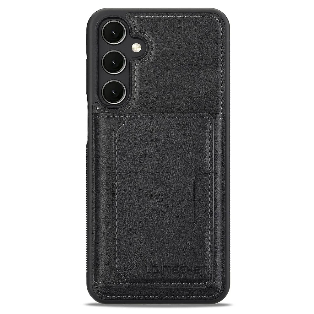 LC.IMEEKE L5 For Samsung	Galaxy A17 5G / A17 4G Magnetic Phone Case Leather Back Cover with Detachable Card Holder - Black - 2