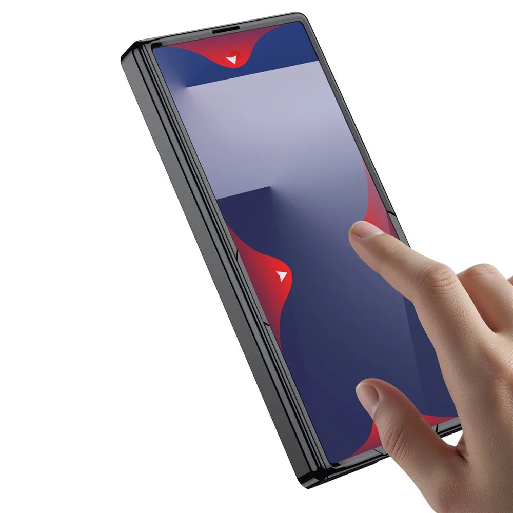 GKK For Samsung Galaxy Z Fold7 5G Case Hinge Protection PC + Tempered Glass Phone Cover with Kickstand - Black - 5