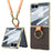GKK For Samsung Galaxy Z Flip7 5G Case Ring Kickstand PU Leather + PC Phone Cover with Small Screen Film / Shoulder Strap - Coffee - 1