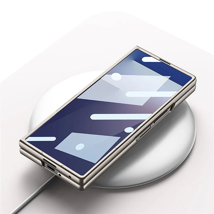 GKK For Samsung Galaxy Z Fold7 5G Case Wristband Large Lens Hole PC Phone Cover with Front Screen Film - Carbon Fiber Texture - 3