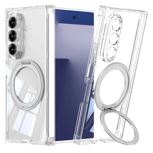 GKK For Samsung Galaxy Z Fold7 5G Magnetic Case with Kickstand Airbag Drop Proof TPU Phone Cover - Transparent - 1