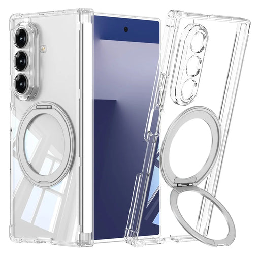 GKK For Samsung Galaxy Z Fold7 5G Magnetic Case with Kickstand Airbag Drop Proof TPU Phone Cover - Transparent - 1