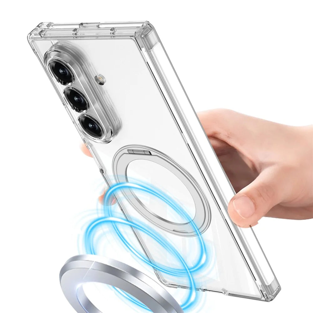 GKK For Samsung Galaxy Z Fold7 5G Magnetic Case with Kickstand Airbag Drop Proof TPU Phone Cover - Transparent - 3