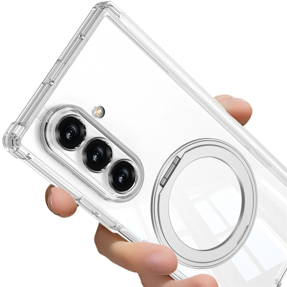 GKK For Samsung Galaxy Z Fold7 5G Magnetic Case with Kickstand Airbag Drop Proof TPU Phone Cover - Transparent - 4