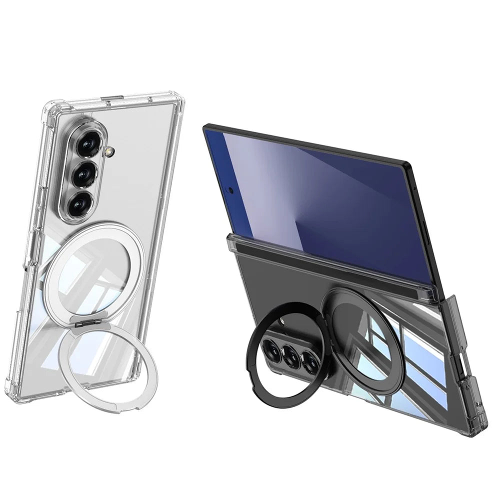 GKK For Samsung Galaxy Z Fold7 5G Magnetic Case with Kickstand Airbag Drop Proof TPU Phone Cover - Transparent - 6