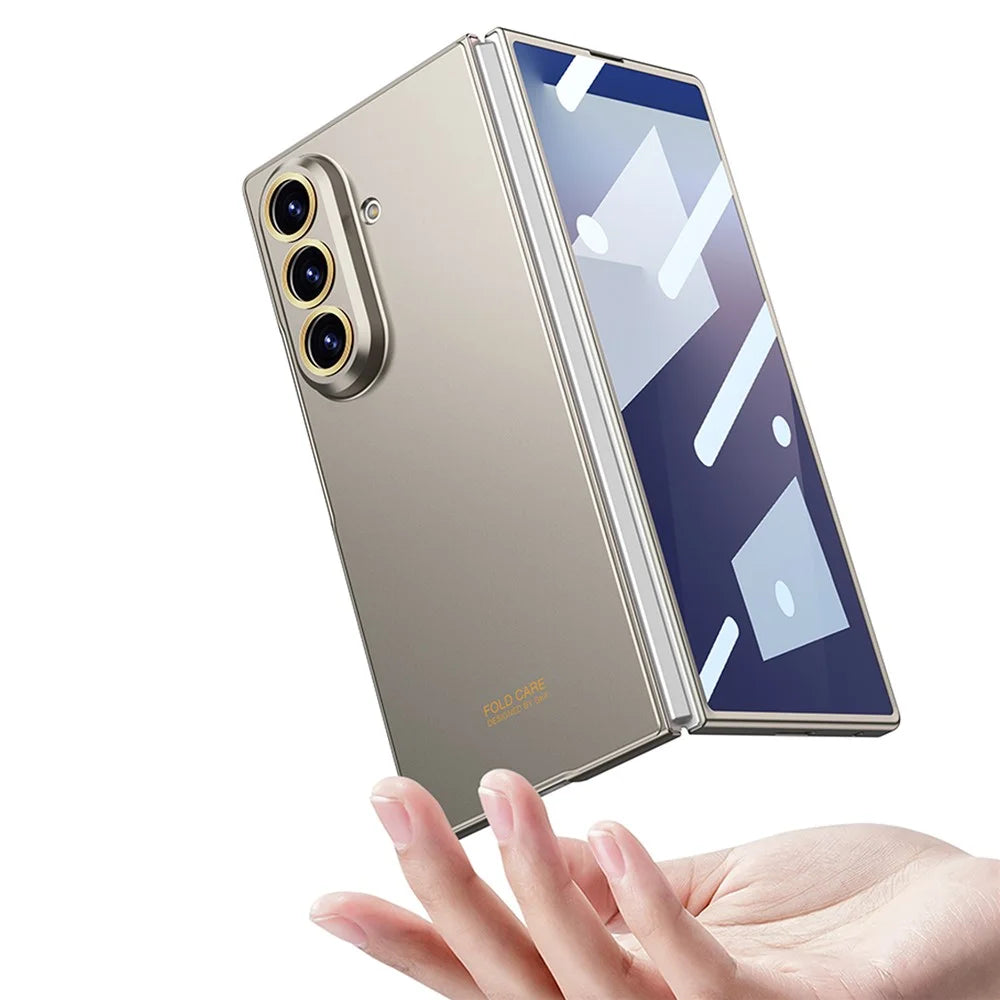 GKK For Samsung Galaxy Z Fold7 5G Case Hard PC Ultra Slim Phone Cover with Front Tempered Glass Film - Black - 6