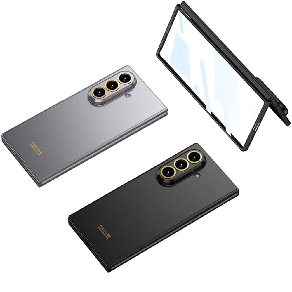 GKK For Samsung Galaxy Z Fold7 5G Case Hard PC Ultra Slim Phone Cover with Front Tempered Glass Film - Black - 7