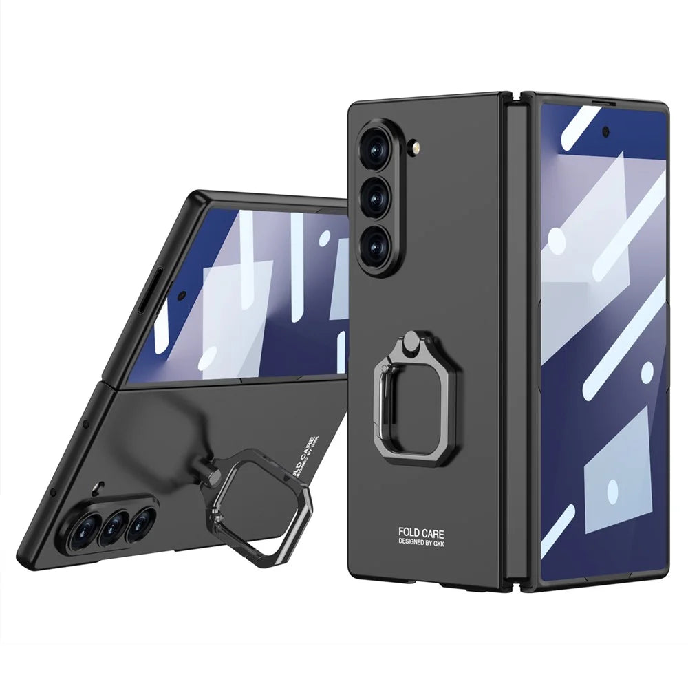 GKK For Samsung Galaxy Z Fold7 5G Case Kickstand Slim PC Phone Cover with Screen Protector - Black - 1