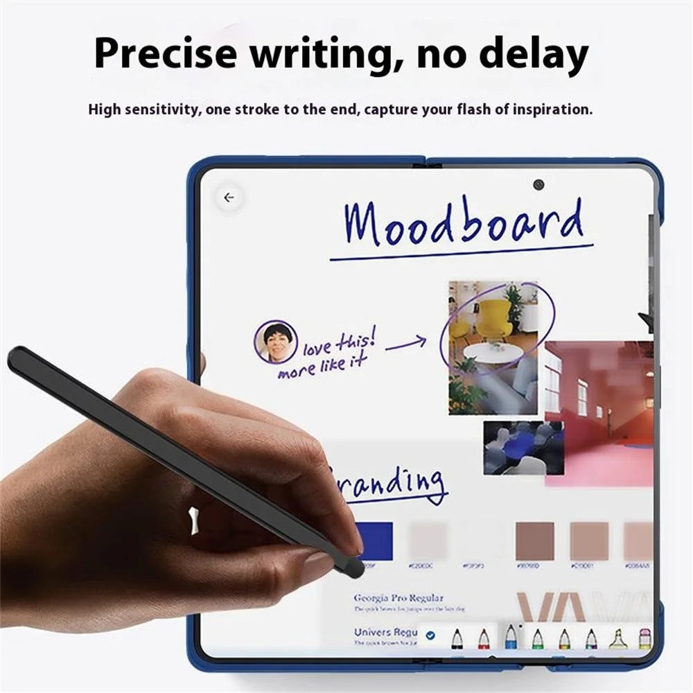 For Samsung Galaxy Z Fold7 5G Case Skin Feel Phone Cover with Tempered Glass Film  /  Pen Slot - Dark Blue - 2