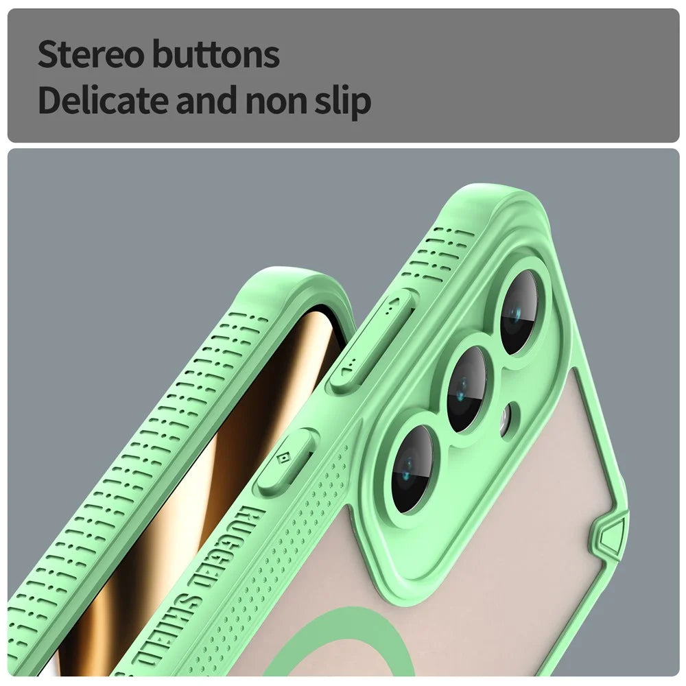 For Samsung Galaxy S25 FE Magnetic Case Compatible with MagSafe TPU + PC Phone Back Cover - Green - 4
