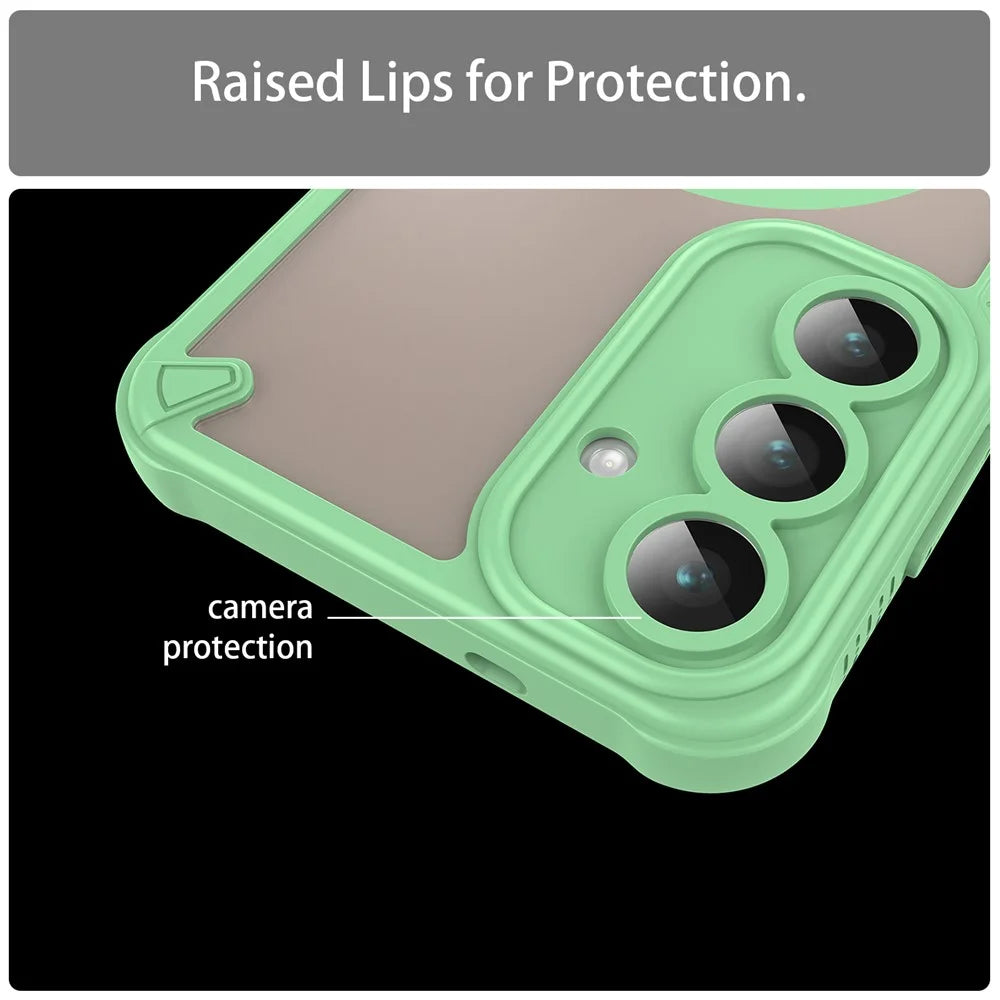 For Samsung Galaxy S25 FE Magnetic Case Compatible with MagSafe TPU + PC Phone Back Cover - Green - 6