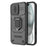 For iPhone 17 Case PC + TPU Kickstand Phone Protector with Lens Cover - Black - 4
