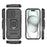 For iPhone 17 Case PC + TPU Kickstand Phone Protector with Lens Cover - Black - 6