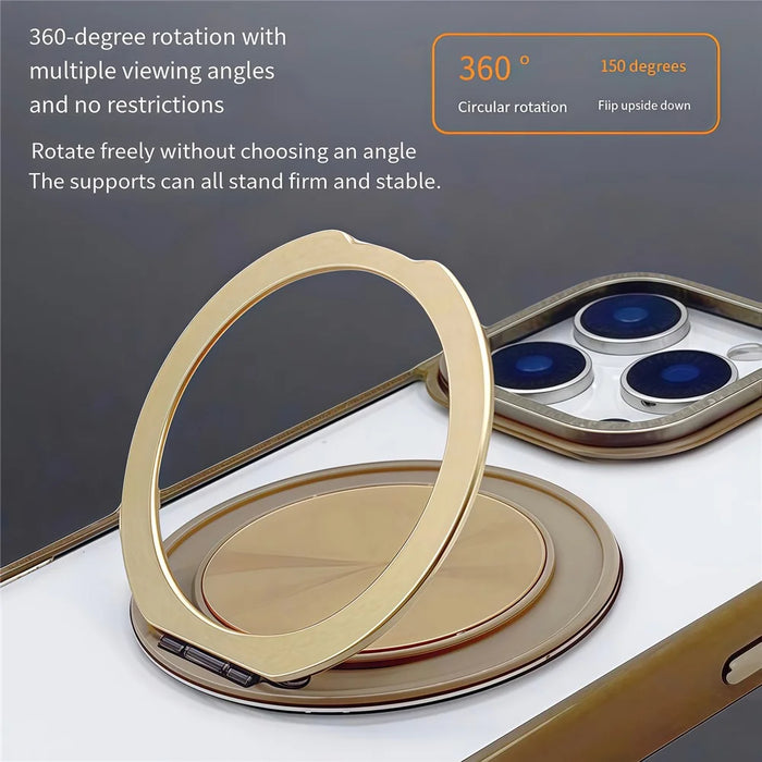 For iPhone 15 Magnetic Case Acrylic TPU Phone Back Cover with Kickstand - Desert Gold - 3