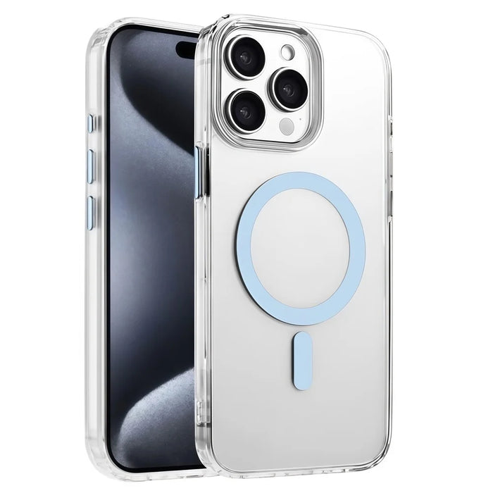 For iPhone 14 Pro Max Case Compatible with MagSafe Clear PC + TPU Sealed Magnetic Phone Cover - Sky Blue - 1