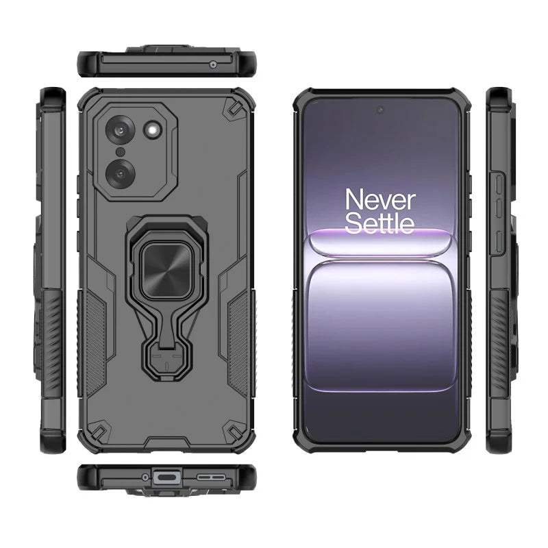 WANLONFENG For OnePlus Ace 5 Racing 5G / OnePlus Nord CE5 5G Phone Case  PC TPU Back Cover Kickstand with Tempered Glass - Black - 3