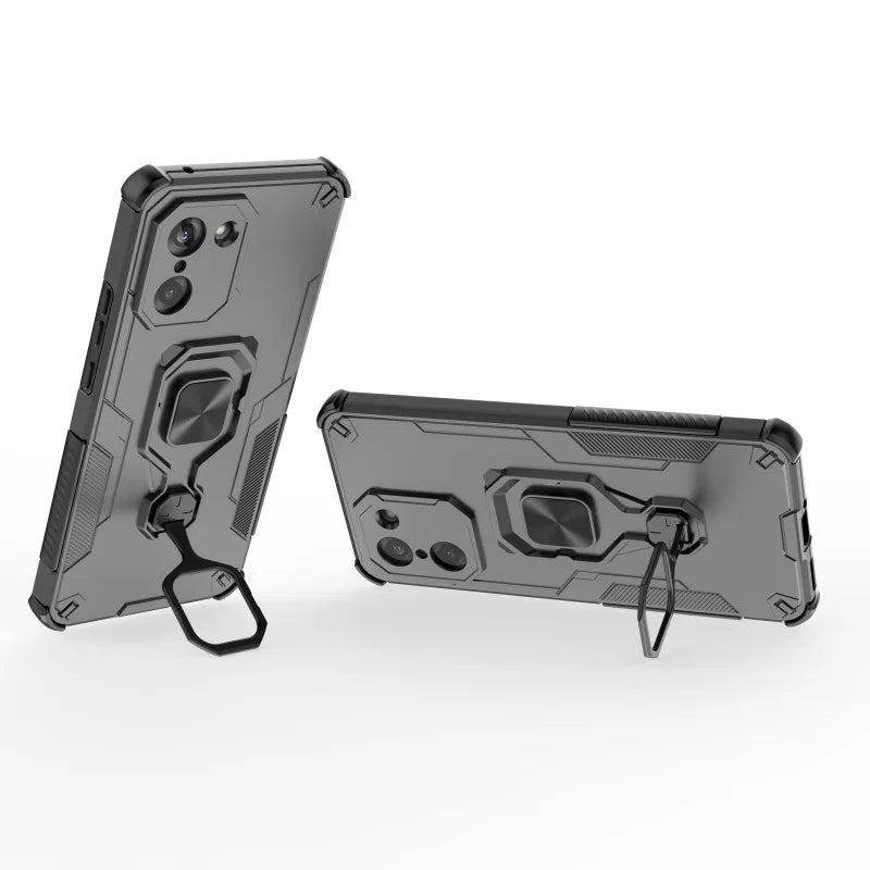 WANLONFENG For OnePlus Ace 5 Racing 5G / OnePlus Nord CE5 5G Phone Case  PC TPU Back Cover Kickstand with Tempered Glass - Black - 4