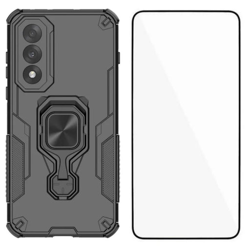 WANLONFENG For OnePlus Ace 5 Ultra 5G / OnePlus Nord 5 5G Phone Case  PC TPU Back Cover Kickstand with Tempered Glass - Black - 1