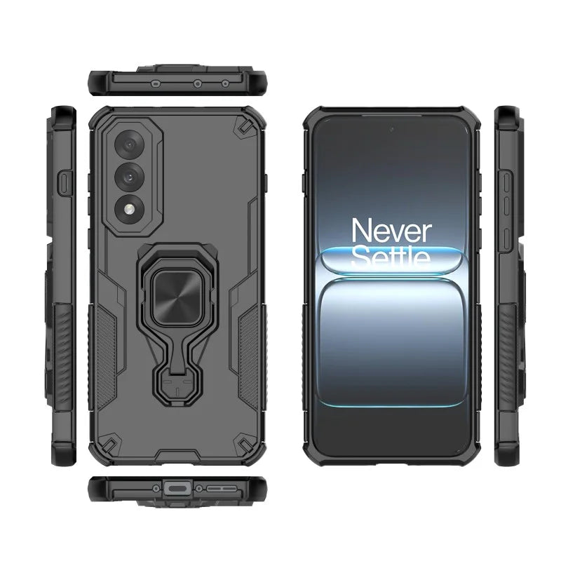 WANLONFENG For OnePlus Ace 5 Ultra 5G / OnePlus Nord 5 5G Phone Case  PC TPU Back Cover Kickstand with Tempered Glass - Black - 3