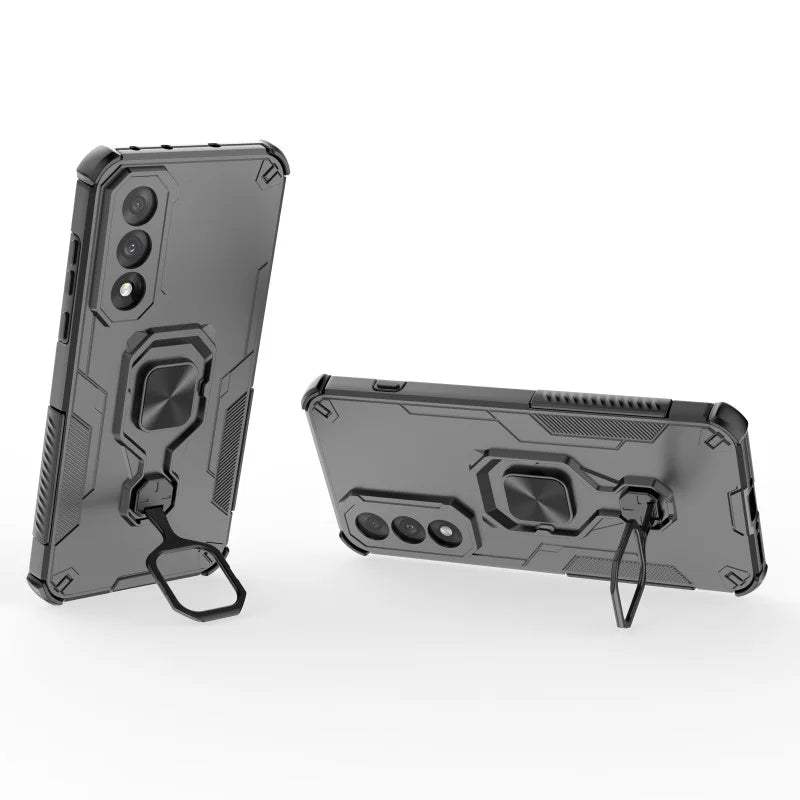WANLONFENG For OnePlus Ace 5 Ultra 5G / OnePlus Nord 5 5G Phone Case  PC TPU Back Cover Kickstand with Tempered Glass - Black - 4