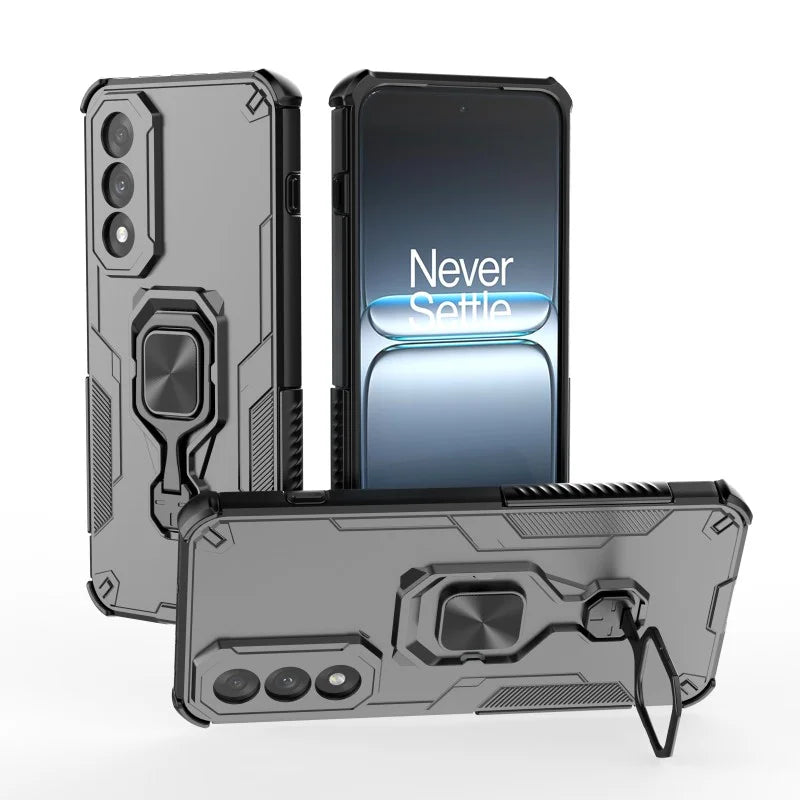 WANLONFENG For OnePlus Ace 5 Ultra 5G / OnePlus Nord 5 5G Phone Case  PC TPU Back Cover Kickstand with Tempered Glass - Black - 5