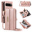YIKATU For Google Pixel 10 Pro / Google Pixel 9 / Google Pixel 9 Pro / Google Pixel 10 Case  YK-008 Zipper Wallet Leather Phone Cover with Shoulder Strap - Rose Gold - 1