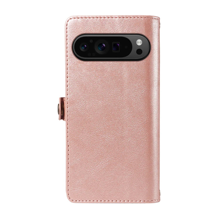 YIKATU For Google Pixel 10 Pro / Google Pixel 9 / Google Pixel 9 Pro / Google Pixel 10 Case  YK-008 Zipper Wallet Leather Phone Cover with Shoulder Strap - Rose Gold - 7