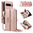 YIKATU For Google Pixel 8 Pro Case  YK-008 Zipper Wallet Leather Phone Cover with Shoulder Strap - Rose Gold - 1