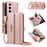 YIKATU For Samsung Galaxy S24 FE Case  YK-008 Zipper Wallet Leather Phone Cover with Shoulder Strap - Rose Gold - 1