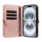 YIKATU For iPhone 16 Case  YK-008 Zipper Wallet Leather Phone Cover with Shoulder Strap - Rose Gold - 3