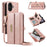 YIKATU For iPhone 16 Plus Case  YK-008 Zipper Wallet Leather Phone Cover with Shoulder Strap - Rose Gold - 1