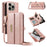 YIKATU For iPhone 15 Pro Max Case  YK-008 Zipper Wallet Leather Phone Cover with Shoulder Strap - Rose Gold - 1