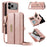 YIKATU For iPhone 18 Pro Max / 17 Pro Max Case  YK-008 Zipper Wallet Leather Phone Cover with Shoulder Strap - Rose Gold - 1