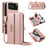 YIKATU For iPhone 18 Pro / 17 Pro Case  YK-008 Zipper Wallet Leather Phone Cover with Shoulder Strap - Rose Gold - 1
