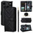 For Nothing Phone (3) 5G Case with Shoulder /  Wrist Strap Leather Phone Cover Stand Wallet - Black - 1