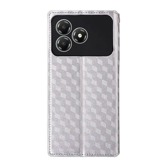 For ZTE Blade A36 / nubia A36 Case Wallet Rhombus Imprinted Leather Phone Cover - Silver - 7