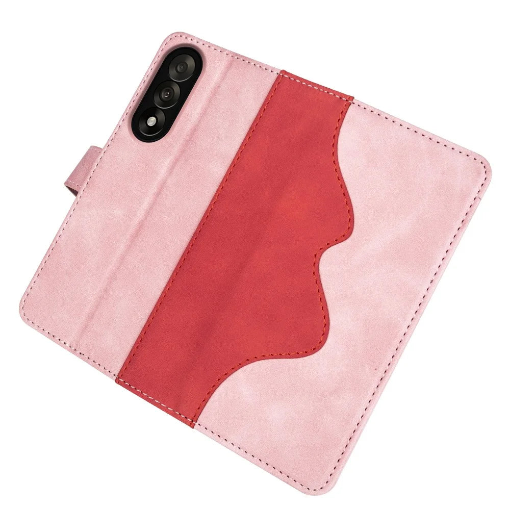 For OnePlus Nord 5 5G / Ace 5 Ultra 5G Wallet Case Leather Phone Cover Splicing Color - Pink - 4