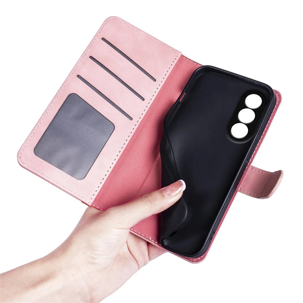 For OnePlus Nord 5 5G / Ace 5 Ultra 5G Wallet Case Leather Phone Cover Splicing Color - Pink - 5