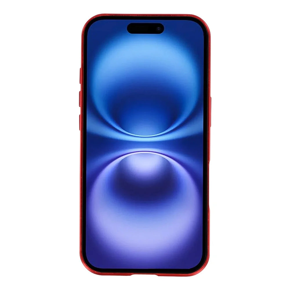 For iPhone 17 Double-Sided Tempered Glass Phone Cover with Anti-Spy Screen Protector Magnetic Adsorption Metal Frame - Red - 3