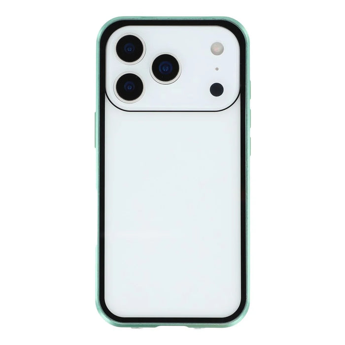 For iPhone 17 Pro Double-Sided Tempered Glass Phone Cover with Anti-Spy Screen Protector Magnetic Adsorption Metal Frame - Green - 4