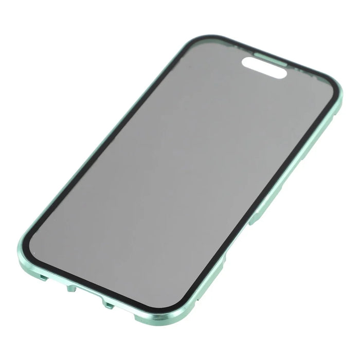 For iPhone 17 Pro Double-Sided Tempered Glass Phone Cover with Anti-Spy Screen Protector Magnetic Adsorption Metal Frame - Green - 7